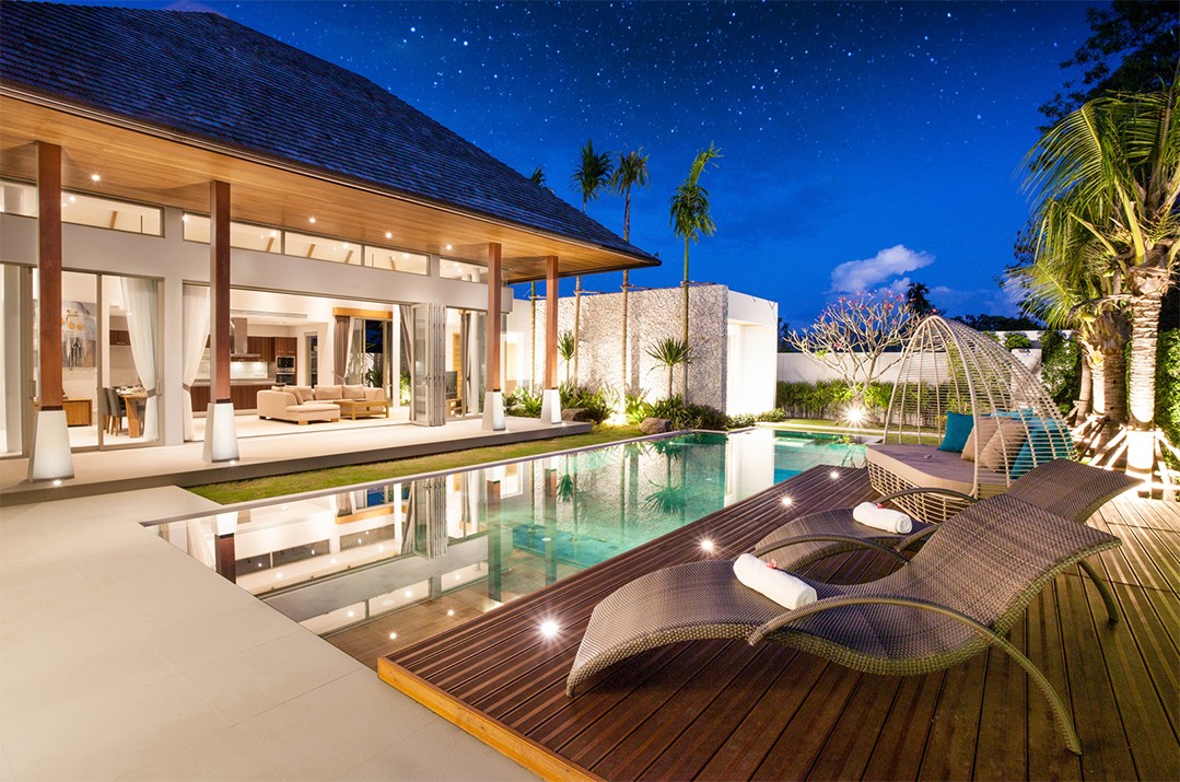 Luxury home at night